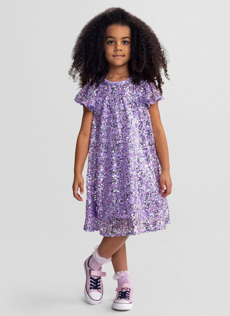 MINOTI Girls a-line sequin dress multicolour party wear